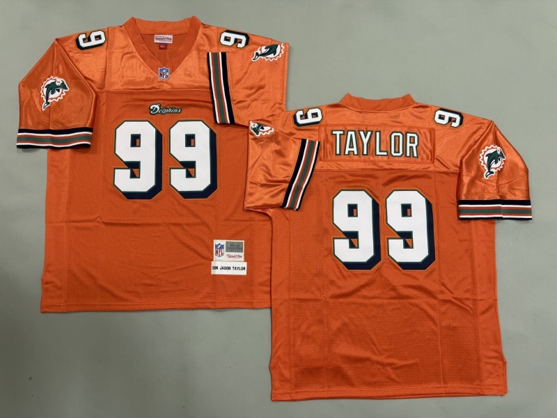 Men 2025 Miami Dolphins #99 Taylor orange Throwback Limited NFL Jersey style 002->green bay packers->NFL Jersey